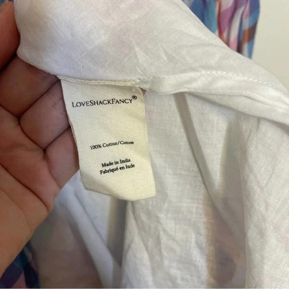 NWOT LoveShackFancy Kimball Plaid Dress - Square Neck Empire Waist Ruffle - Picture 6 of 6